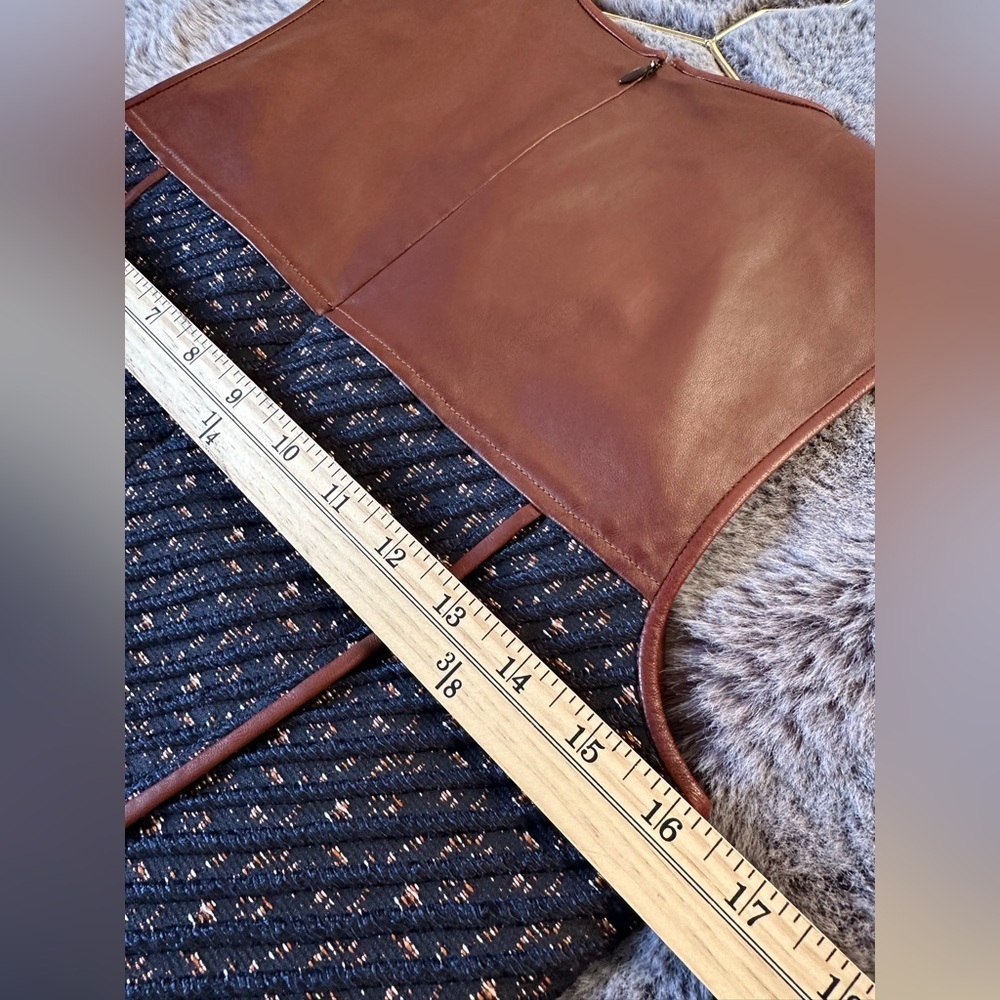 THEORY Calvino W. Heighten Mixed-Media Dress in Tweed and Leather size 8 - Picture 9 of 10